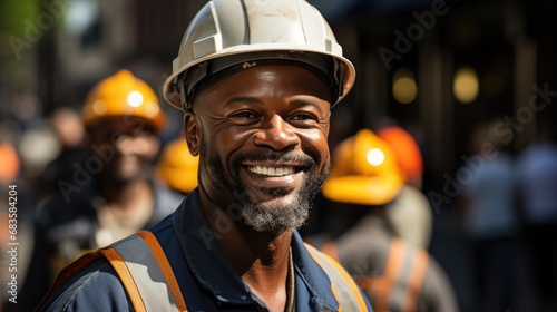 Smiling Construction Worker: A photo of a construction worker smiling, showing his positive attitude