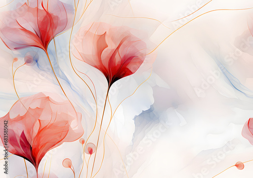 Abstract Ruby floral background. VIP Invitation and celebration card. © ABDULRAHMAN