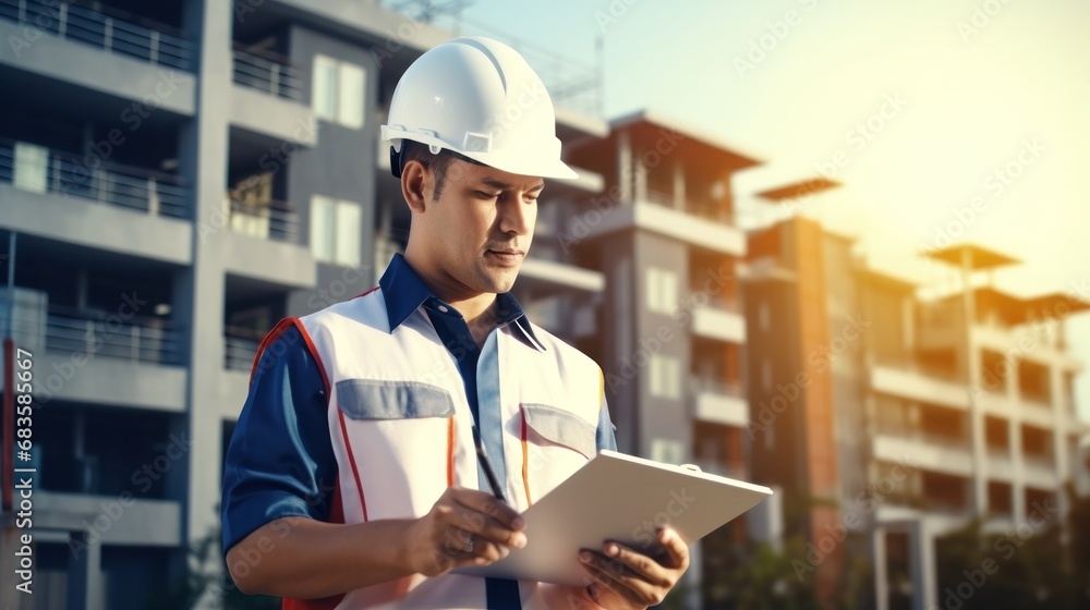 inspector or engineer is inspecting construction and quality assurance new house. Engineers or architects or contactor work to build the house before handing, generate by AI inspector or engineer is inspecting construction and quality assurance new house. Engineers or architects or contactor work to build the house before handing, generate by AI