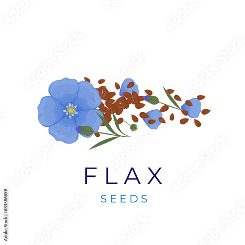 logo Illustration of flax seeds with flowers