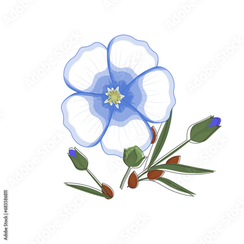 logo Illustration vector Flower Hemp plant flax seed