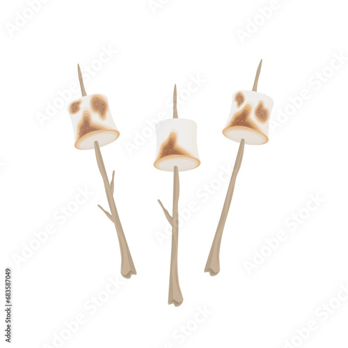 logo Illustration of roasting marshmallows with a wooden stick