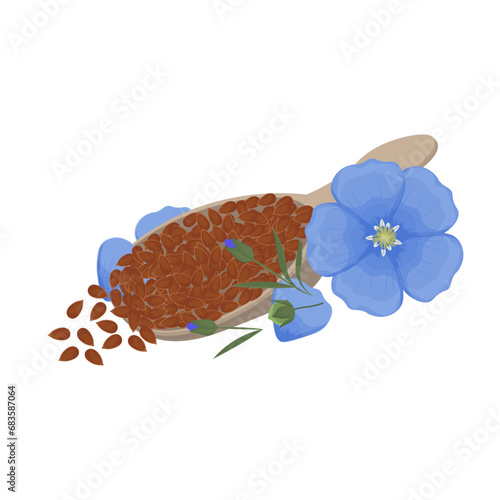 Vector illustration logo Flax seeds Super food
