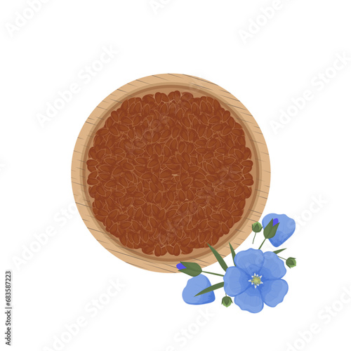 Top View Flax seeds vector illustration logo 