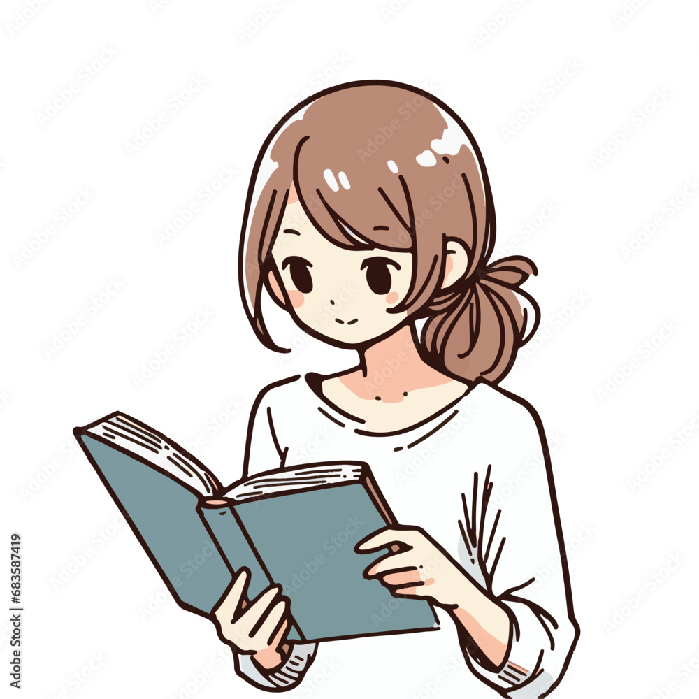 women reading books. women character on white background. Hand drawn style vector design illustrations. ai generator women reading books. women character on white background. Hand drawn style vector design illustrations. ai generator