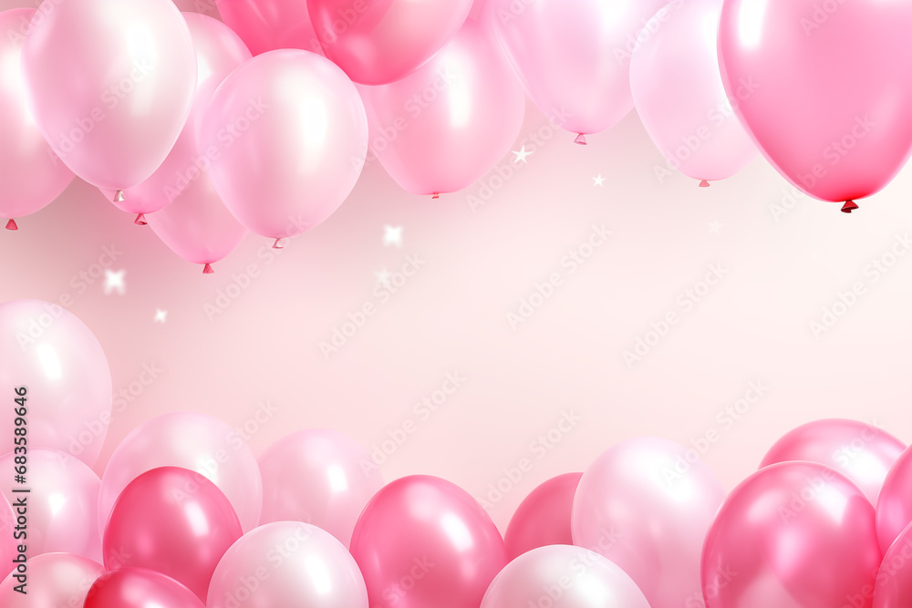 Pink background with balloons place for text - Generative AI