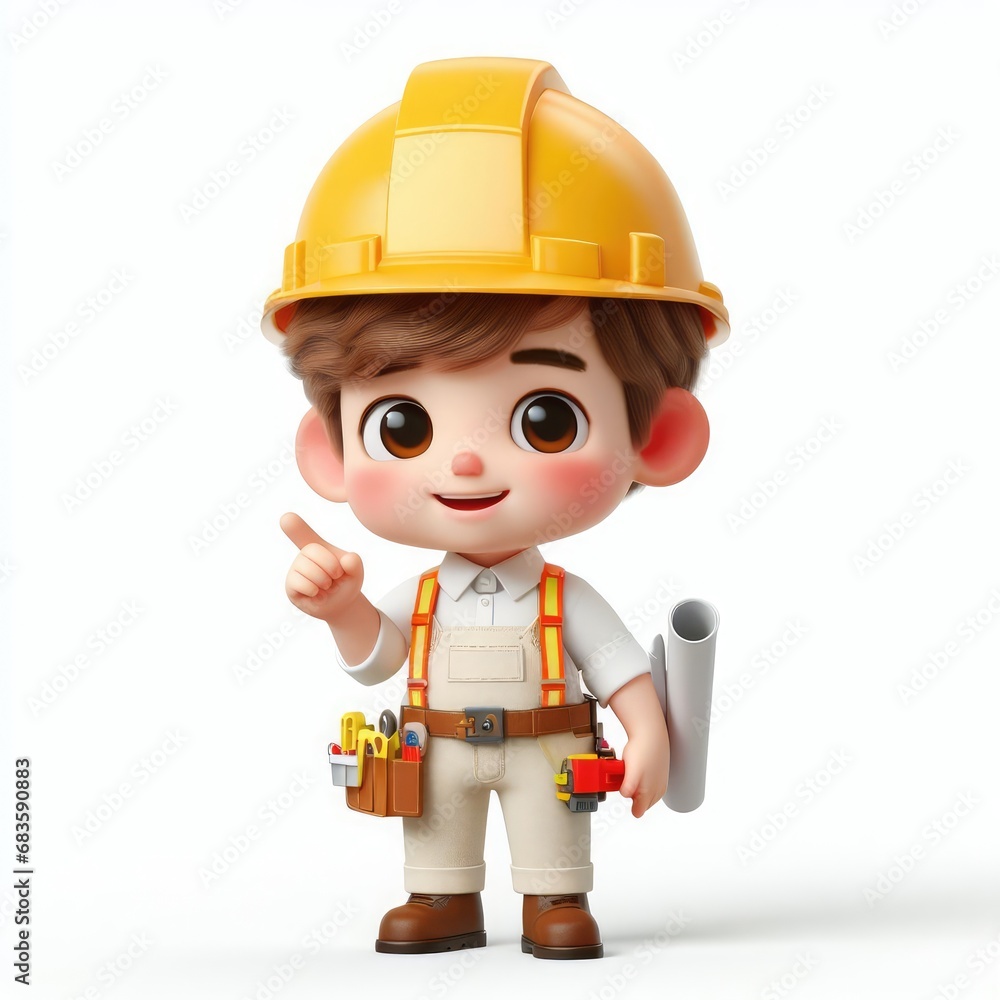 child Engineer 3d cartoon character isolated on white background
child Engineer 3d cartoon character isolated on white background