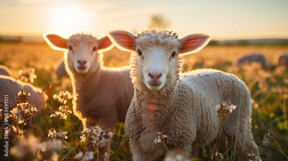sheep on a meadow HD 8K wallpaper Stock Photographic Image 