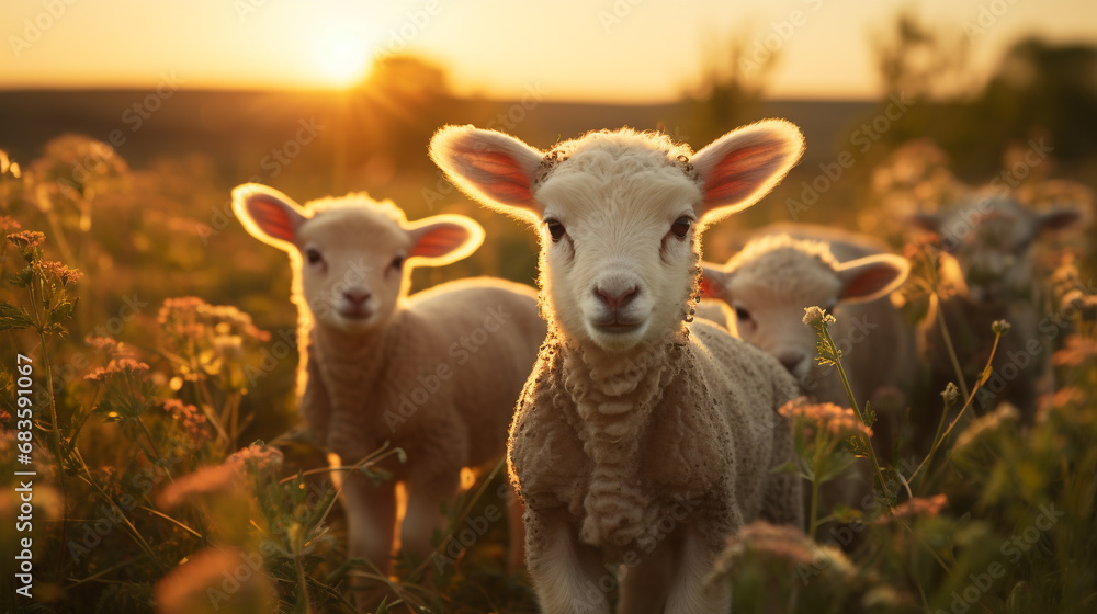 sheep on a meadow HD 8K wallpaper Stock Photographic Image 