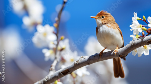 robin on branch HD 8K wallpaper Stock Photographic Image 