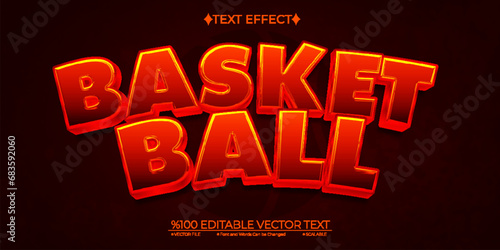 Red Basketball Editable Vector 3D Text Effect