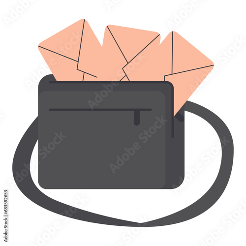 Mail bag post office element. Vector illustration with post office theme and flat vector style. Editable vector.