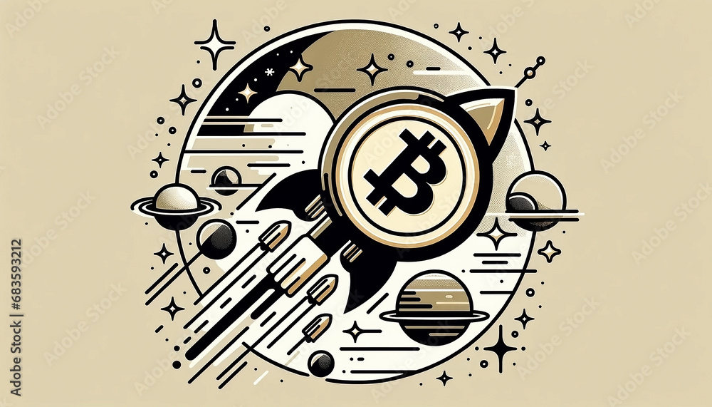 Fototapeta premium An illustration of Bitcoin coins traveling through space - Generative AI