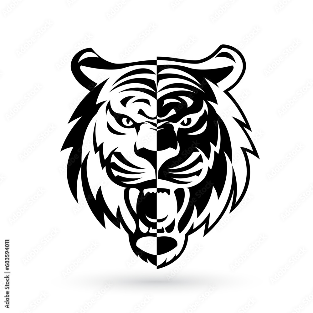 Illustration of a roaring tiger against a white backdrop Illustration of a roaring tiger against a white backdrop