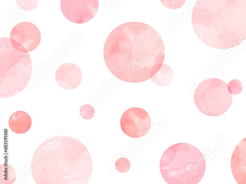 水玉模様の水彩背景 ピンク