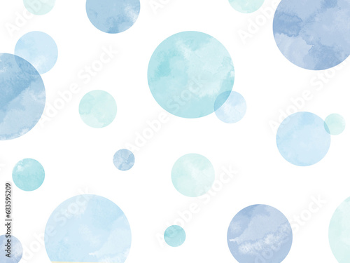 水玉模様の水彩背景 青 photo