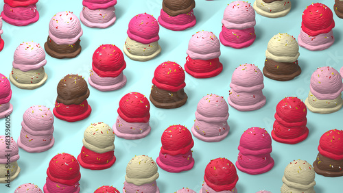 colorful ice cream pattern on blue background.