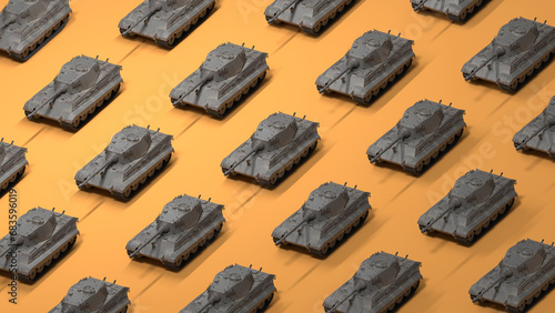 tank pattern on orange background.