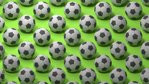 soccer ball pattern on green background.