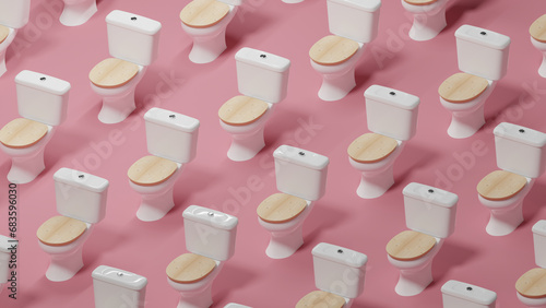 toilet pattern on pink background.