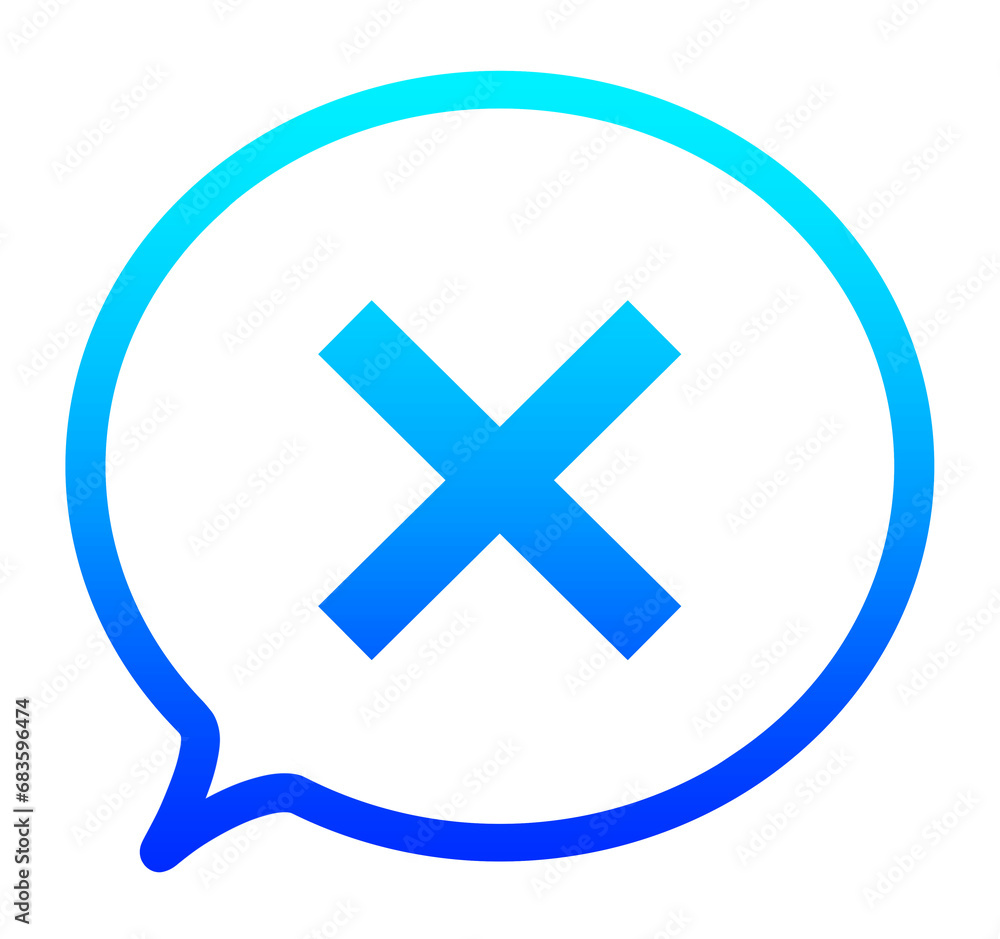 Obraz premium 青いグラデーションのバツマークと吹き出し