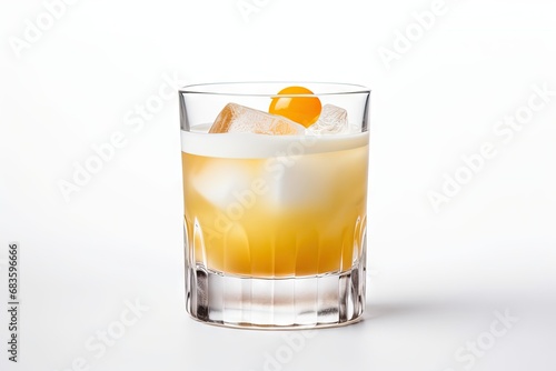 whiskey sour cocktail on white background