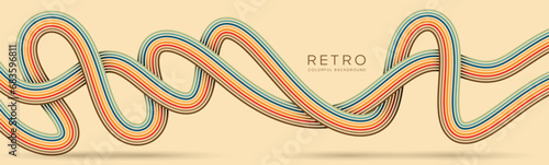 Wavy lines background in 1970s Retro Hippie style. Vector files are suitable for wall wallpaper, car warp and textiles