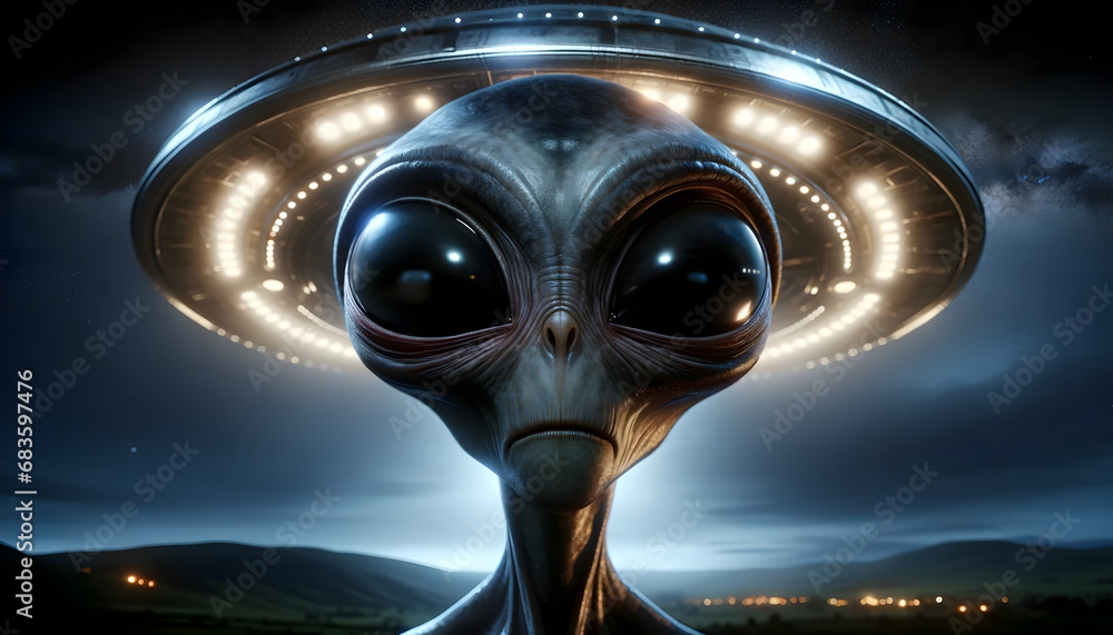 Alien Ufo im Weltall Raumschiff Generative AI