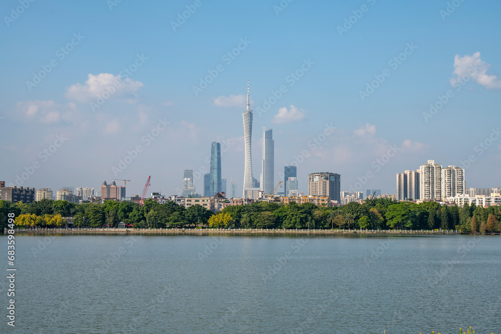 Naklejka premium Landmark buildings in Guangzhou, China