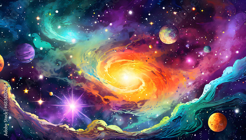 Galaxy filled with colorful