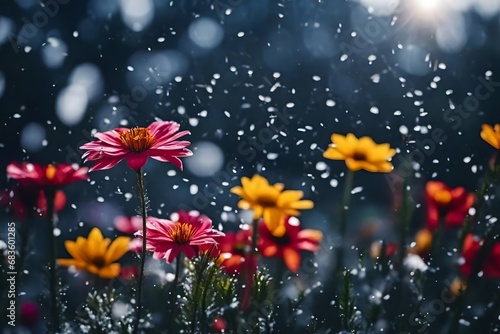 flowers with thw snow photo