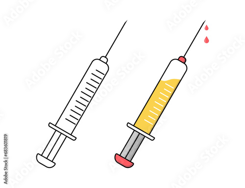 Syringe icon vector illustration. Doctors often use syringes to prevent and treat malignant diseases.