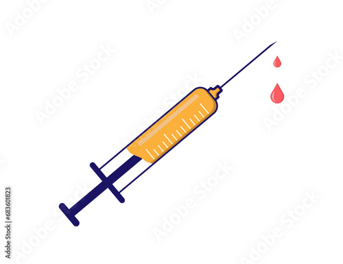 Syringe icon vector illustration. Doctors often use syringes to prevent and treat malignant diseases.