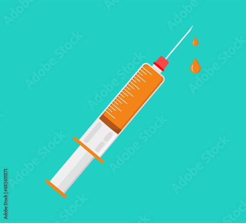 Syringe icon vector illustration. Doctors often use syringes to prevent and treat malignant diseases.