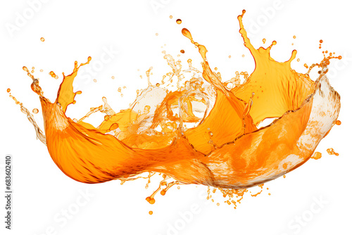 powerful explosion of splash orange water, white lighting on white isolated background © sirirat