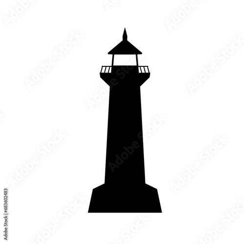 Lighthouse silhouette vector. Lighthouse silhouette can be used as icon, symbol or sign. Lighthouse icon vector for design of coast, guide, warn or harbor © Moleng
