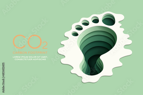 Carbon Footprint icon. Ecology and environment sustainable development concept design. Paper cut vector illustration.