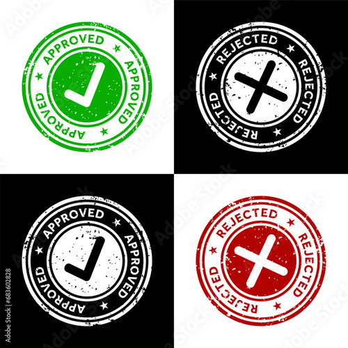Approved and rejected rubber stamps set of two