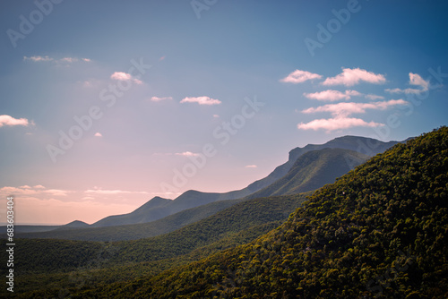 Australia, Bluff Knoll is the highest peak of the Stirling Range National Park. It's peak lies in 1,099 metres above sea level and offers outstanding 360-degree views from the summit. photo