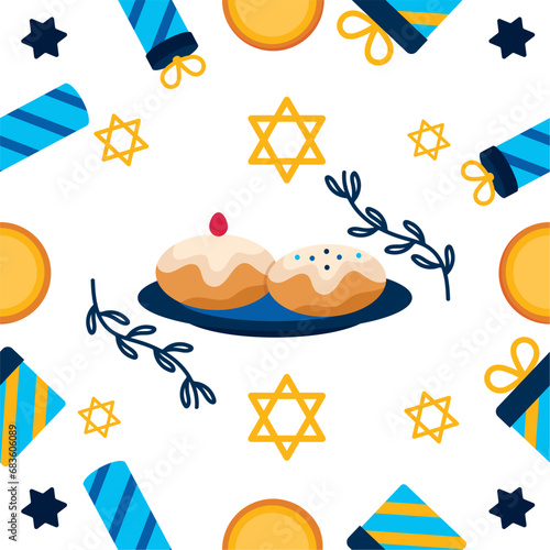 hanukkah background sufganiyot
