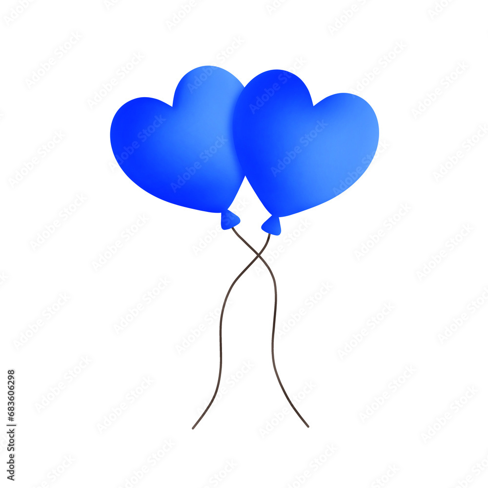 Two blue heart balloons