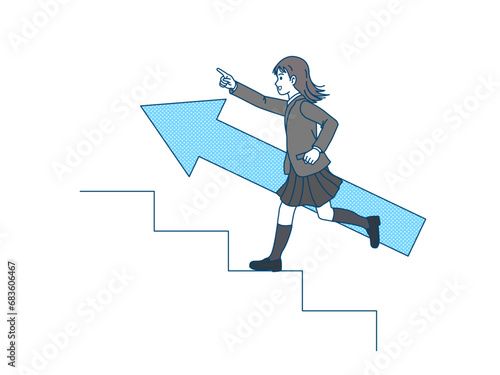 ステップアップする学生、中高生の女の子