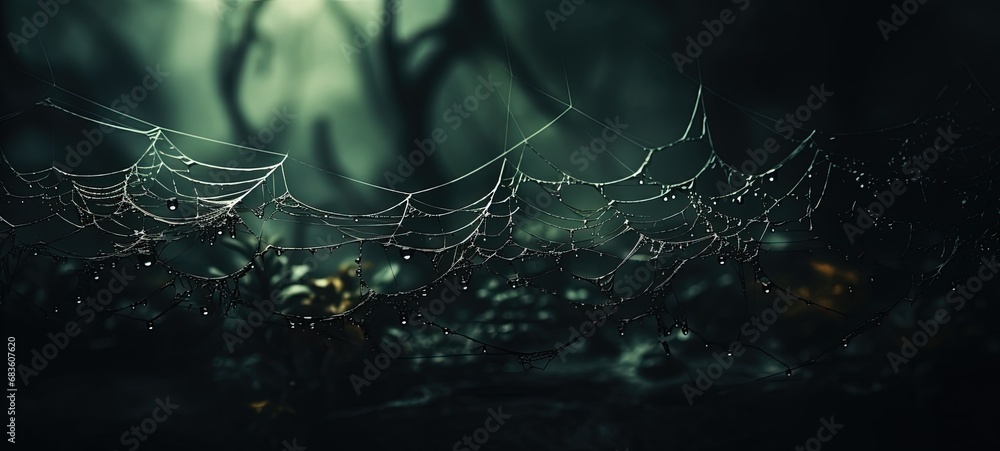 Sparkling Spider's Web in Enchanting Forest