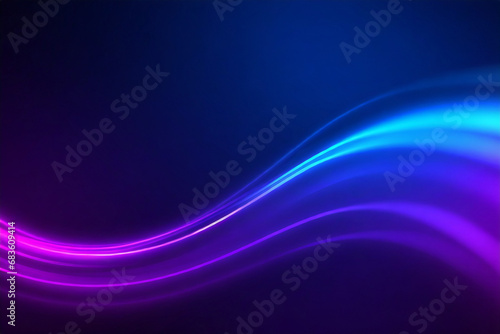 Dark abstract background with glowing wave. Shiny moving lines design element. Modern purple blue gradient flowing wave lines.