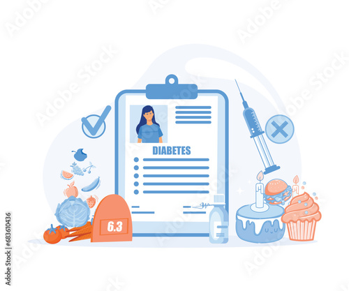 Glucometer for sugar level blood test with drodern.   flat vector modern illustration 
