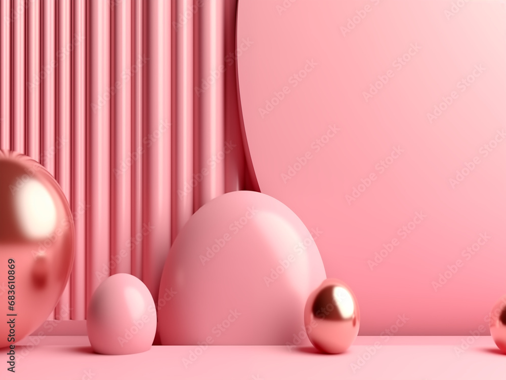 pink abstract background with gold ball