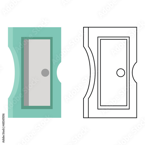Pencil Sharpener Coloring Page outline with Clipart Cartoon