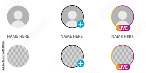 social media profile icon template, social media profile photo, live, add photo and upload photo
