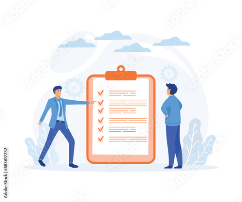 concept of duties and responsibilities for work, Job description, qualifications and requirements for job positions.  flat vector modern illustration 