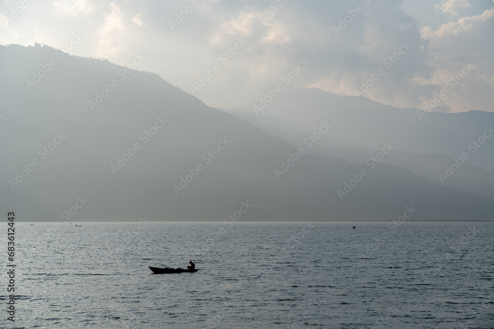 Person Boating on Fewa Lake